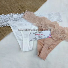 ANDRESSA PACK COLALESS DE MICROFIBRA Y PUNTILLA EN CINTURA BLANCO Y SOFIA X 2UN P 084BS - comprar online
