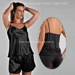 ETIQUETA PIJAMA DE RASO LISO NEGRO 856CN