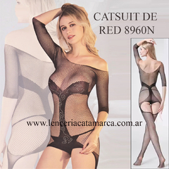 CATSUIT DE RED CON DIAMANTES NEGRO 8960N