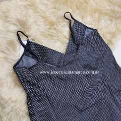 LUCIA CAMISOLIN RAZO NEGRO LUNARES 8977N - CATAMARCASEX LENCERIA Y SEX SHOP