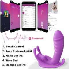 FLY TRIPLE ESTIMULADOR DE TANGA VAGINAL, ANAL Y CLITORIS CON 10 MODO DE VIBRACION RECARGABLE CON CONTROL APP C 9008PURPLE - comprar online