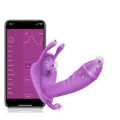 FLY TRIPLE ESTIMULADOR DE TANGA VAGINAL, ANAL Y CLITORIS CON 10 MODO DE VIBRACION RECARGABLE CON CONTROL APP C 9008PURPLE - CATAMARCASEX LENCERIA Y SEX SHOP