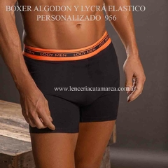 LODY BOXER ALGODON Y LYCRA ELASTICO PERSONALIZADO NEGRO NARANJA 956NNA