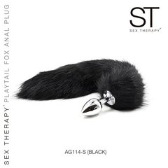 ST PLUG ANAL CHICO CON COLA DE METAL AG114-S BLACK - comprar online