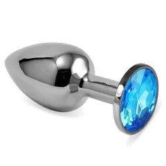 ST PLUG ANAL CHICO DE METAL PLATEADO CON STRAS AZUL AL-3555S BLUE / SF-70090
