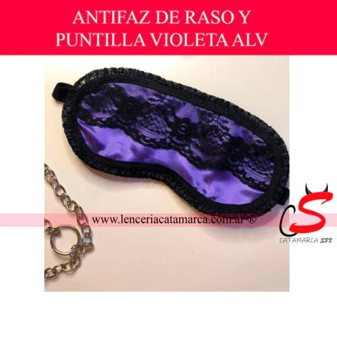Antifaz rosado de raso y encaje negro. Accesorio de lencería erótica y BDSM.