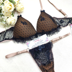 FRAN CONJUNTO TRIANGULO SOFT BERLI DE PUNTILLA Y COLALESS REGULABLE NEGRO VISON BERLINVI - comprar online