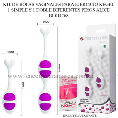 PRETTY LOVE KIT DE BOLAS VAGINALES PARA EJERCICIO KEGEL 1 SIMPLE Y 1 DOBLE DIFERENTES PESOS ALICE BI-014268