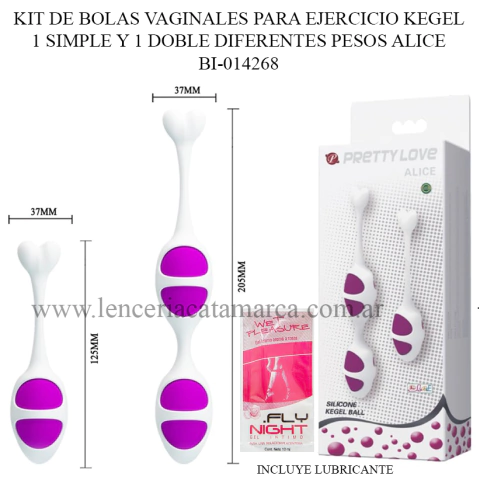PRETTY LOVE KIT DE BOLAS VAGINALES PARA EJERCICIO KEGEL 1 SIMPLE Y 1 DOBLE DIFERENTES PESOS ALICE BI-014268
