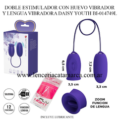 PRETTY LOVE DOBLE ESTIMULADOR CON HUEVO VIBRADOR Y LENGUA VIBRADORA DAISY YOUTH BI-014749L