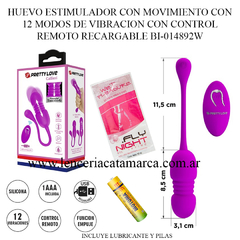 PRETTY LOVE HUEVO ESTIMULADOR CON MOVIMIENTO CON 12 MODOS DE VIBRACION CON CONTROL REMOTO RECARGABLE BI-014892W