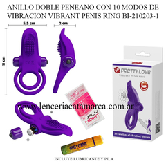 PRETTY LOVE ANILLO DOBLE PENEANO CON 10 MODOS DE VIBRACION VIBRANT PENIS RING BI-210203-1