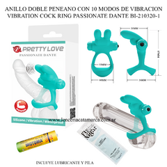 PRETTY LOVE ANILLO DOBLE PENEANO CON 10 MODOS DE VIBRACION VIBRATION COCK RING PASSIONATE DANTE BI-210320-1