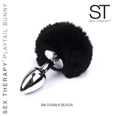 ST PLUG ANAL CHICO DE METAL CON POMPON NEGRO BM-3184BLK - comprar online