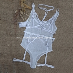 MARGA BODY DE MICROTUL Y JUEGO DE ARNES BLANCO ISABODYB