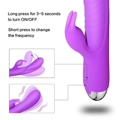 ST DOBLE ESTIMULADOR CON MOVIMIENTO Y CON VIBRADOR REGARGABLE YOVI PURPLE BST-VB-1851 en internet