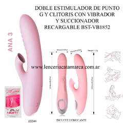 ST DOBLE ESTIMULADOR CON SUCCIONADOR DE CLITORIS RECARGABLE BST-VB1852