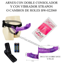 PRETTY LOVE ARNES CON 2 CONSOLADOR FIJO UNO EXTERNO Y UNO INTERNO CON VIBRADOR STRAP ON BW-022060-1