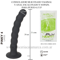 ST CONSOLADOR ANAL O VAGINAL ESCALONADO GRANDE CON SOPAPA ESTIMULADOR DE PUNTO G Y P DE SILICONA BY17-143