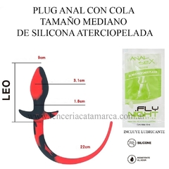 ST PLUG ANAL DE SILICONA CON COLA NEGRO Y ROJO BY17-180