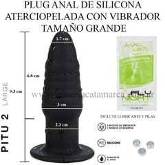 ST PLUG ANAL DE SILICONA GRANDE CON 10 VIBRACIONES NEGRO PITU 2 BY17-196