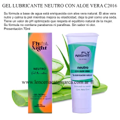 Sobre de gel lubricante neutro Fly Night con aloe vera, base agua, 70ml. Sex shop Catamarca Sex shop Tucuman Sex shop Aguilares Sex shop Concepcion Sex shop Alberdi.