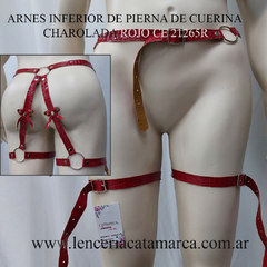 SADO ARNES INFERIOR DE PIERNA DE CUERINA CHAROLADA ROJO CE 21265R