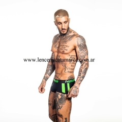 NARCISO MINI BOXER CELLA ALGODON NEGRO VERDE FLUOR - comprar online