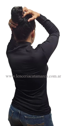 ETIQUETA CAMISETA MEDIA POLERA FRIZADA DE MICROFIBRA UNISEX NEGRO DD019 - comprar online