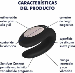 SATISFYER DOBLE ESTIMULADOR U DE PUNTO G Y CLITORIS RECARGABLE BLUETOOTH DOUBLE JOY J2008-16-1 - tienda online