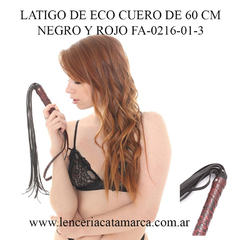 INFARTA LATIGO DE ECO CUERO DE 60 CM NEGRO Y ROJO FA-0216-01-3