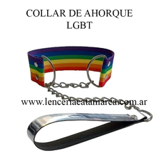 INFARTA COLLAR DE AHORQUE DE CINTA Y ECO CUERO CON CADENA LGBT FA-0639-01-1