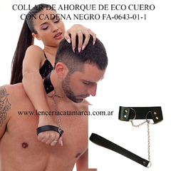 INFARTA COLLAR DE AHORQUE DE ECO CUERO CON CADENA NEGRO FA-0643-01-1