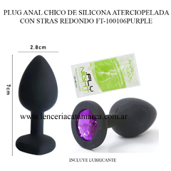 ST PLUG ANAL CHICO DE SILICONA ATERCIOPELADA CON STRAS REDONDO FT-100106PURPLE