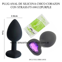 INFARTA PLUG ANAL DE SILICONA CHICO CORAZON CON STRASS FT-100132PURPLE