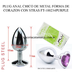 ST PLUG ANAL CHICO DE METAL FORMA DE CORAZON CON STRAS FT-100234PURPLE