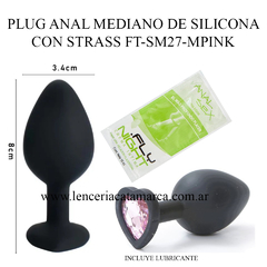INFARTA PLUG ANAL MEDIANO DE SILICONA CON STRASS FT-SM27-MPINK