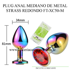 INFARTA PLUG ANAL MEDIANO DE METAL STRASS REDONDO FT-XC50-M