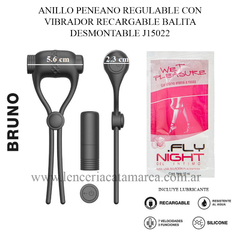 ST ANILLO PENEANO REGULABLE CON VIBRADOR RECARGABLE BRUNO J15022-01-01