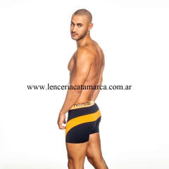 NARCISO BOXER JAZZ MICROFIBRA NEGRO NARANJA - CATAMARCASEX LENCERIA Y SEX SHOP