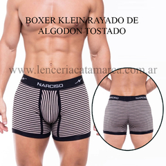 NARCISO BOXER KLEIN RAYADO DE ALGODON TOSTADO