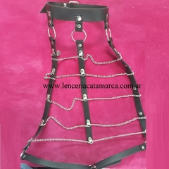 SADO CONJUNTO ARNES PECHO Y POLLERA DE CUERO Y CADENA KS222500 - comprar online