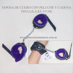 SADO ESPOSA DE CUERO CON PELUCHE Y CADENA FINA LILA KS 35150L