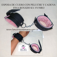 SADO ESPOSA DE CUERO CON PELUCHE Y CADENA FINA ROSADO KS 35150RO