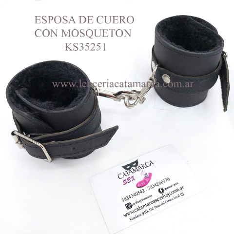 SADO ESPOSA DE CUERO CON PELUCHE Y MOSQUETON ANCHO 6.5 CM NEGRO KS 35251N - comprar online