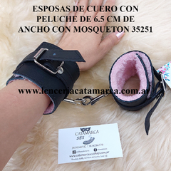 SADO ESPOSA DE CUERO CON PELUCHE Y MOSQUETON ANCHO 6.5 CM ROSADO KS 35251RO