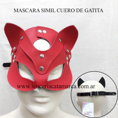 SADO ANTIFAZ GATITA DE SIMIL CUERO ROJO KS 35503R