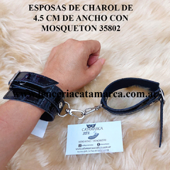 SADO ESPOSA DE CHAROL SIMIL CUERO Y MOSQUETON CHICA 4.5 CM DE ANCHO NEGRO KS 35802N