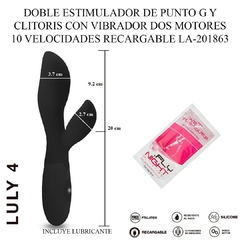 ST DOBLE ESTIMULADOR CON VIBRADOR DOS MOTORES REGARGABLE 10 VELOCIDADES LULY 4 LA-201863