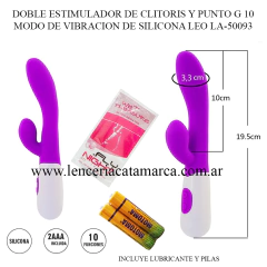 ST DOBLE ESTIMULADOR DE CLITORIS Y PUNTO G 10 MODO DE VIBRACION DE SILICONA LEO LA-50093